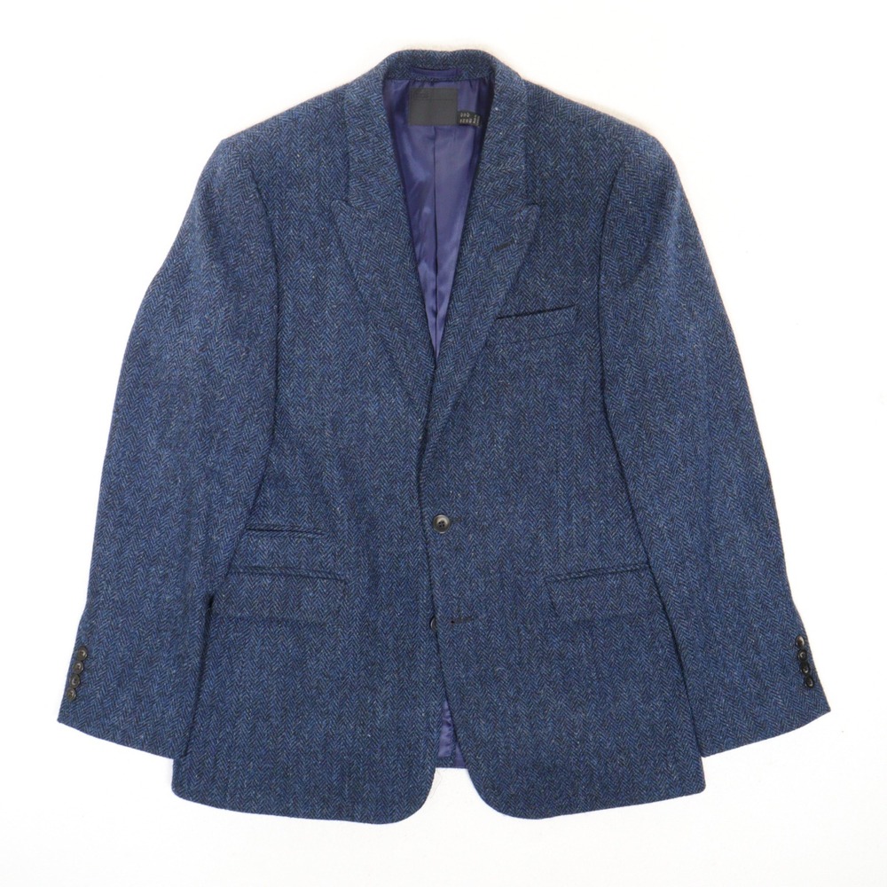 ASOS Harris Tweed Blazer Men's 42R Herringbone Wool Sport Coat Blue EUC